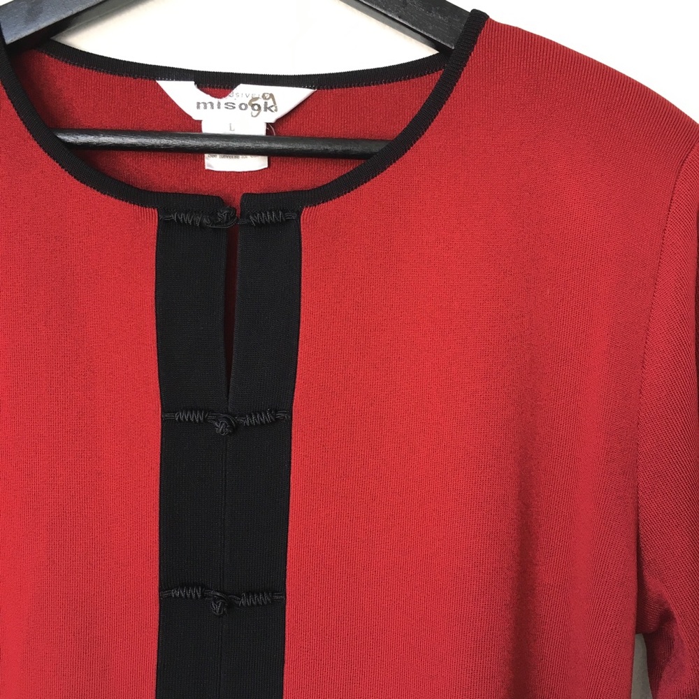 Exclusively Misook Red Button Front Knit Cardigan - image 3